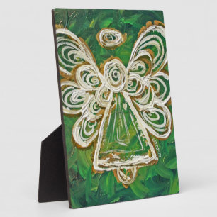 Photo Plaque cadeau de peinture d'ange vert Gardien
