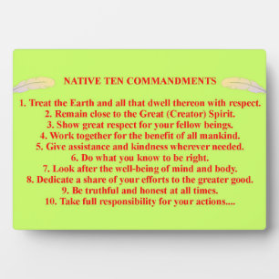 Photo Plaque de 10 commandements natifs avec Easel