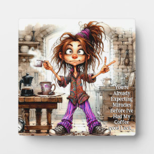 Photo Plaque de chance à café Quirky Lady avec Easel