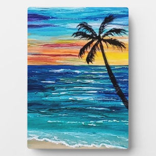 Photo Plaque de palmier de plage tropicale