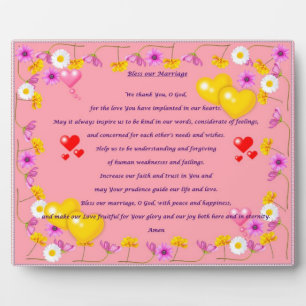 Photo Plaque de prière de mariage