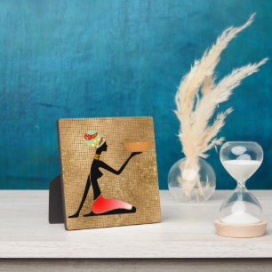 Photo Plaque de silhouette de femme africaine avec bol
