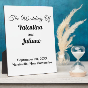 Photo Plaque de table de mariage noir et blanc avec chev