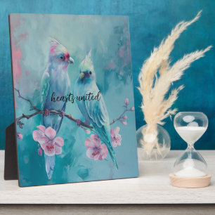 Photo Plaque de table Heart United Birds avec de l'Easel