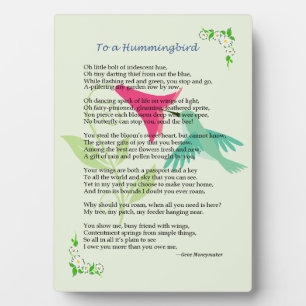 Photo Plaque des colibris