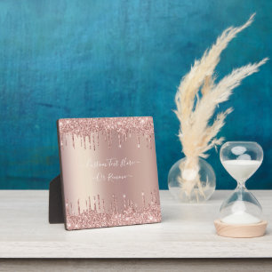 Photo Plaque Pailleté Or Rose Cadeau Texte Personnalisé