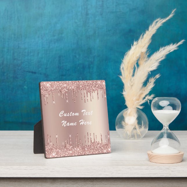 Photo Plaque Pailleté Or Rose Texte Personnalisé (Insitu)