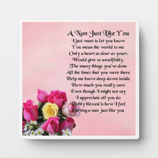 Photo Plaque Poem Nan - Design Rose (Devant)