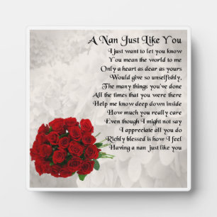 Photo Plaque Poem Nan - Design Rose Rouge