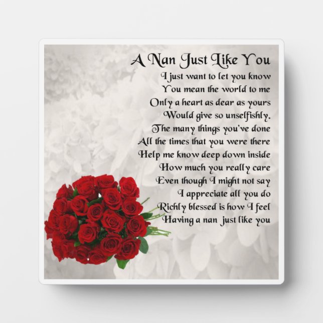 Photo Plaque Poem Nan - Design Rose Rouge (Devant)
