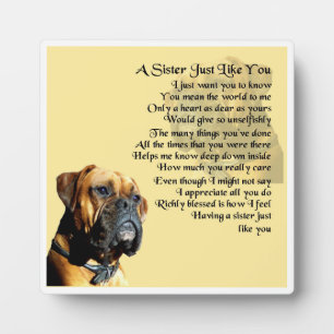 Photo Plaque Poem Soeur - Boxe Chien Design
