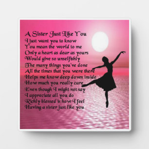 Photo Plaque Poem Soeur - Design Ballerina