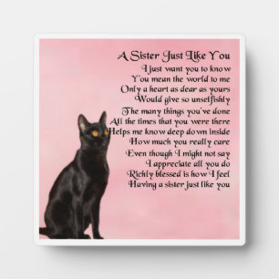 Photo Plaque Poem Soeur - Design Chat Noir
