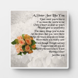 Photo Plaque Poem Soeur - Poche Rose Design