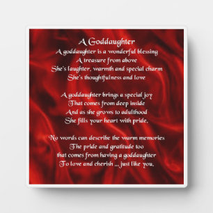 Photo Plaque poème Godgirl - Design en soie rouge