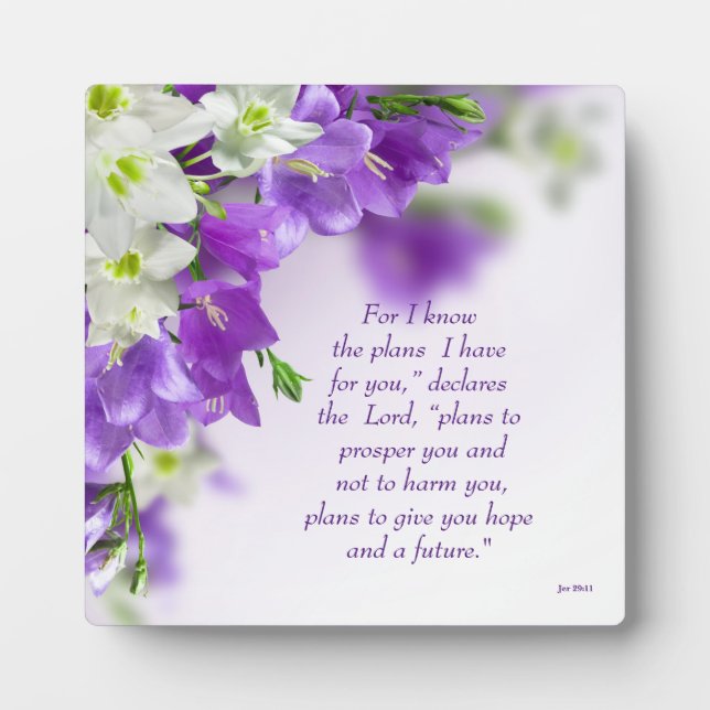 Photo Plaque--Purple Flowers-Vert Jer 29:11 Plaque (Front)