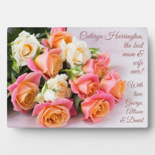 Photo Plaque Rose texte personnalisée