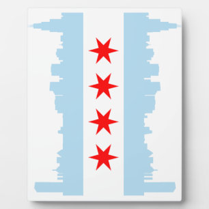 Photo Plaque Skyline du drapeau de Chicago