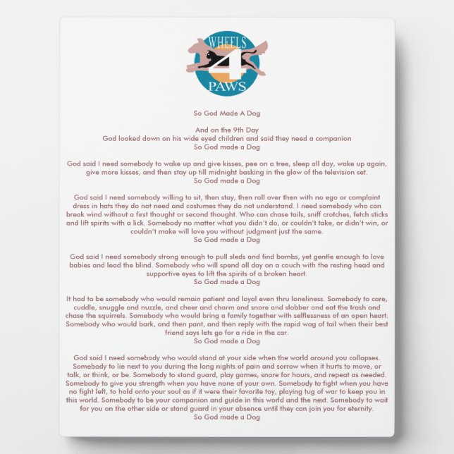 Photo Plaque "So God made A Chien" (Devant)