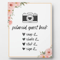 Polaroïde Floral Guest Book Table Signale Plaque