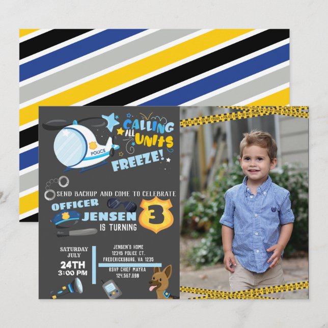 photo Police Birthday Invitation (Front/Back)
