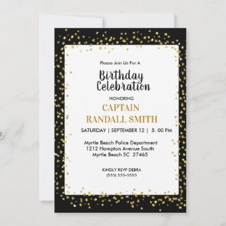 Photo Police Birthday Party Gold Stars     Invitation