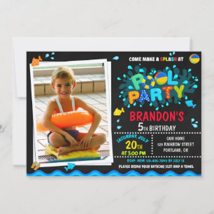 Photo Pool invitation d'anniversaire Garçon piscin