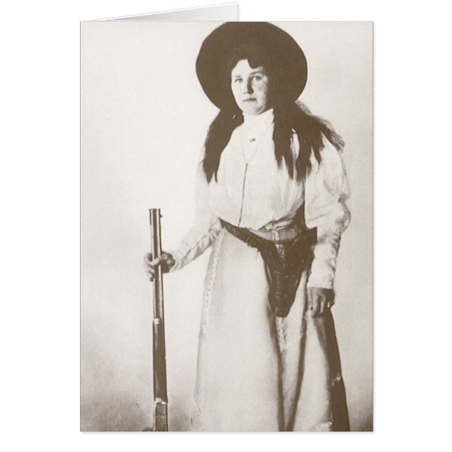 Photo Portrait of a Cowgirl Holding a Rifle, c1910 (Front)