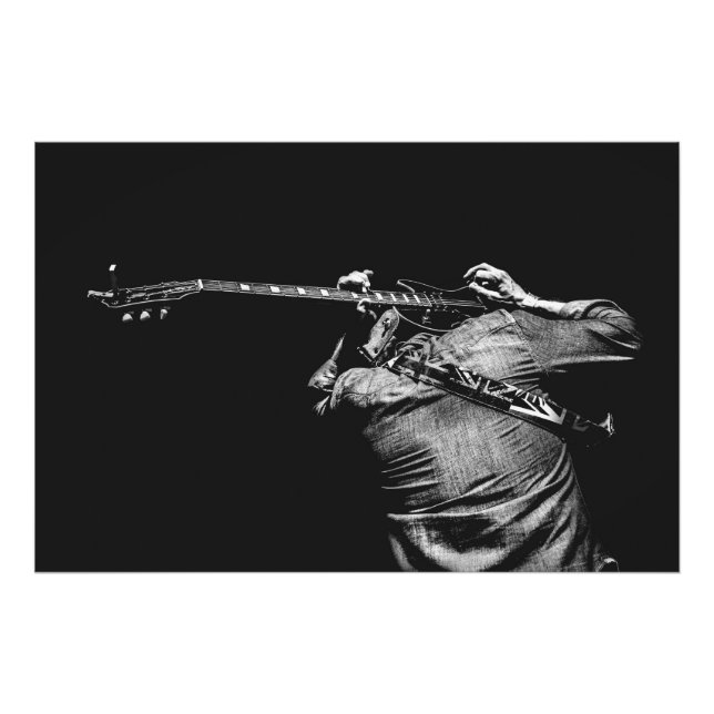 Photo poster guitare héros noir et blanc sur (Devant)