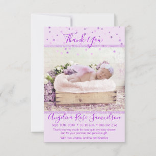 PHOTO pourpre du Merci   de baby shower de lavande