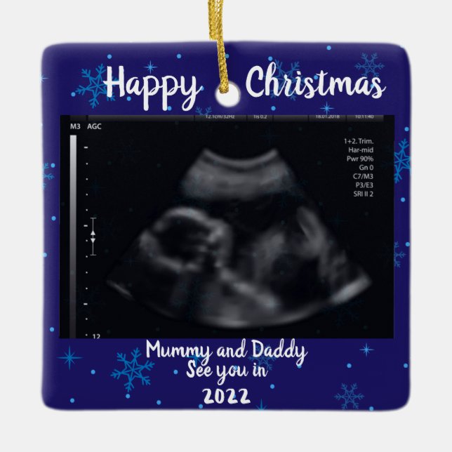 photo Pregnancy Announcement expecting parent 2023 Ceramic Ornament (Front)
