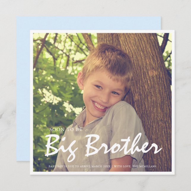 Photo Pregnancy Big Brother Blue Announcement (Front/Back)