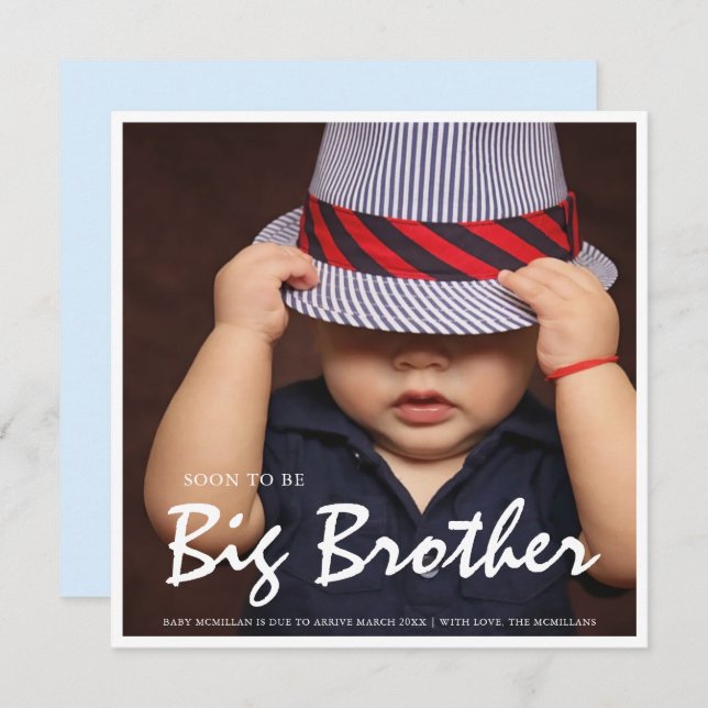 Photo Pregnancy Big Brother Blue Announcement (Front/Back)