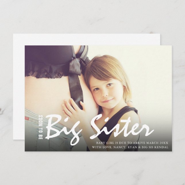 Photo Pregnancy Big Sister Modern Announcement (Front/Back)