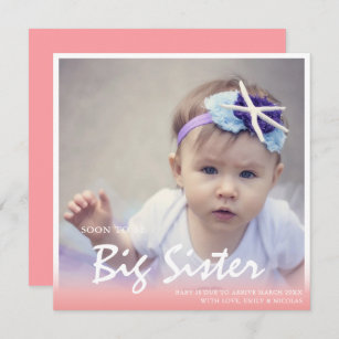 Photo Pregnancy Big Sister Pink Announcement