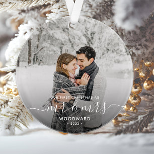Photo Premier Noël Marié Script Blanc