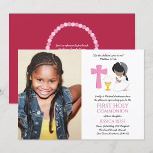 PHOTO Première Sainte Communion Invitations Black 