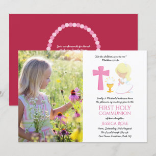 PHOTO Première Sainte Communion Invitations Fille 