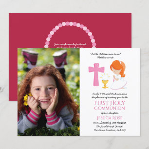 PHOTO Première Sainte Communion Invitations Fille 