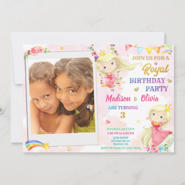 Photo Princesse invitation anniversaire Royal anni (Devant)