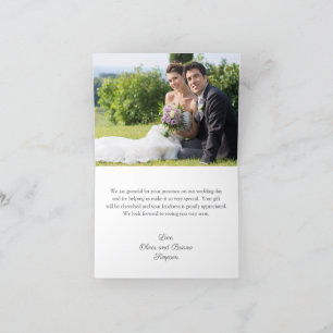Photo Purple Blue Floral Wedding Thank You Card