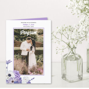 Photo Purple Floral Wedding Folded Program