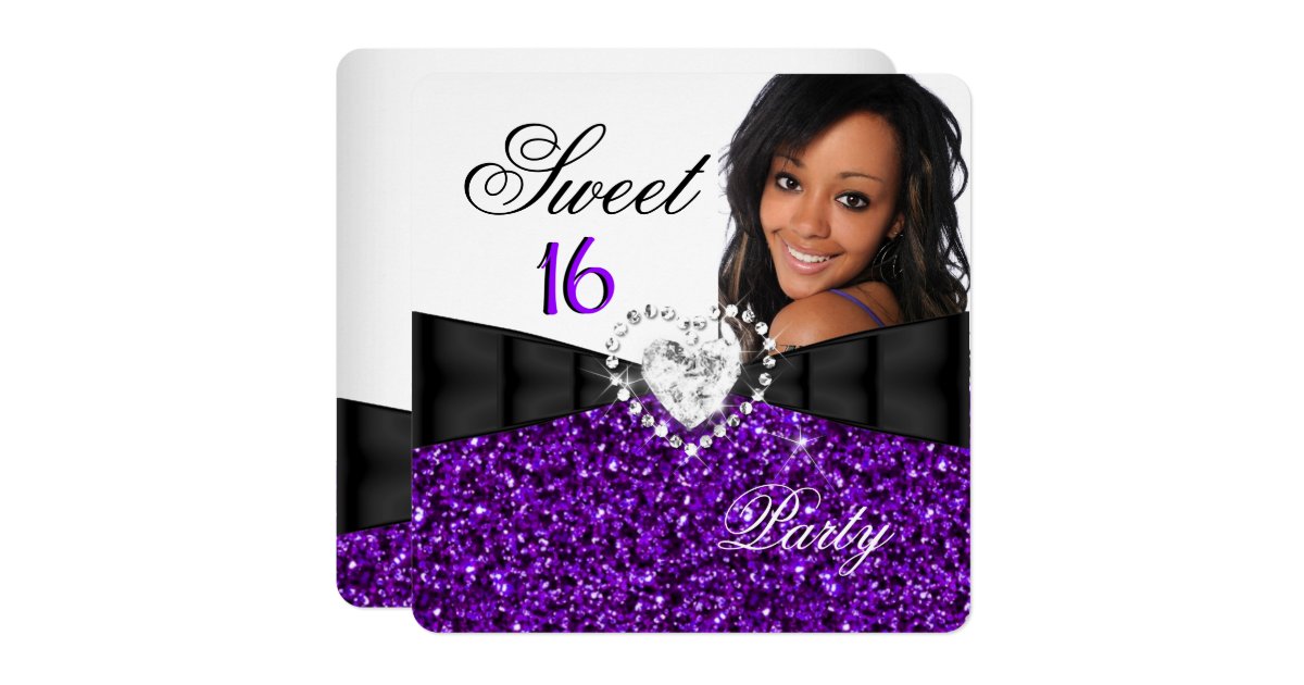 photo_purple_glitter_sweet_16_16th_birthday_party_card r351829c7efab4e989ab6209e95c99455_6gdcq_630