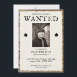 Photo & QR-Code 30th Birthday  Invitation<br><div class="desc">Fun sophisticated and fashionable Birthday invitation with QR-Code and photo. Fun "WANTED" poster style invitation for men with a wood effect background and a grunge paper image with your event details and photo. All text, font and font color is fully customizable to meet your requirements. Modern photo card to celebrate...</div>