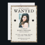 Photo & QR-Code 30th Birthday  Invitation<br><div class="desc">Fun sophisticated and fashionable Birthday invitation with QR-Code and photo. Fun "WANTED" poster style invitation for women with a wood effect background and a grunge paper image with your event details and photo. All text, font and font color is fully customizable to meet your requirements. Modern photo card to celebrate...</div>