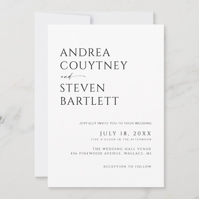 Photo Qr Code Black and White Wedding Invitation (Front)