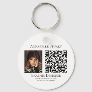 Photo QR code Business Company Large Keychain