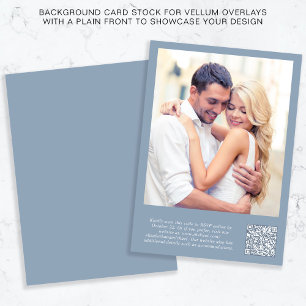 Photo QR Code Dusty Blue Background Vellum Overlay Invitation