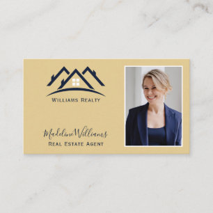 Photo QR Code Gold Real Estate Agent Business Card