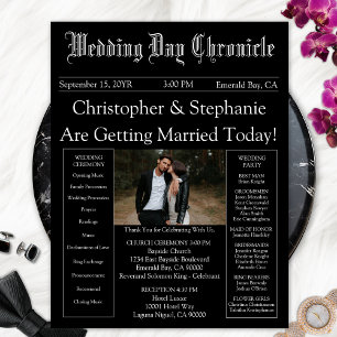 Photo QR Code Minimalist Newspaper Wedding Program